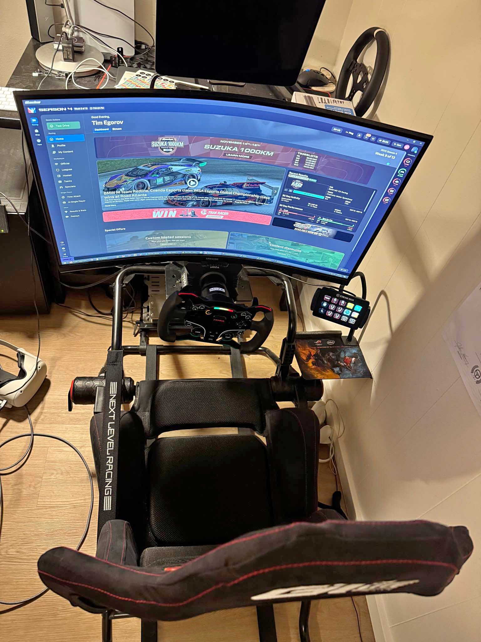Sim Rig - Moza R5 pedals and wheel base + Next Level GT Lite Pro ...