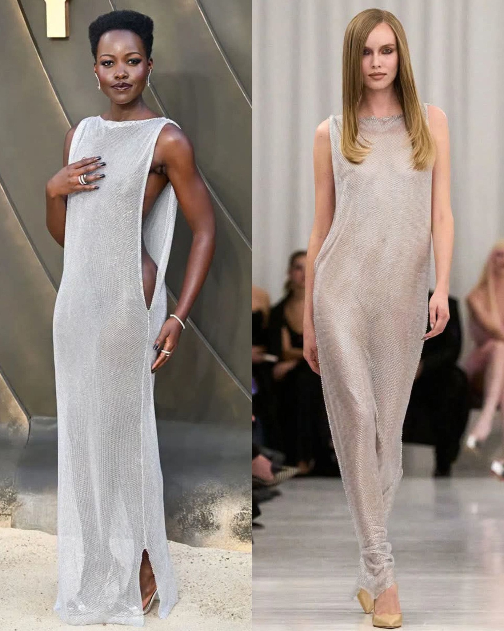 christian cowan silver dress Lupita Nyong'o wears gown at The Odyssey premiere summer strapless midi dress Birthday Dresses For Women Citylux boutique Size:Medium/8