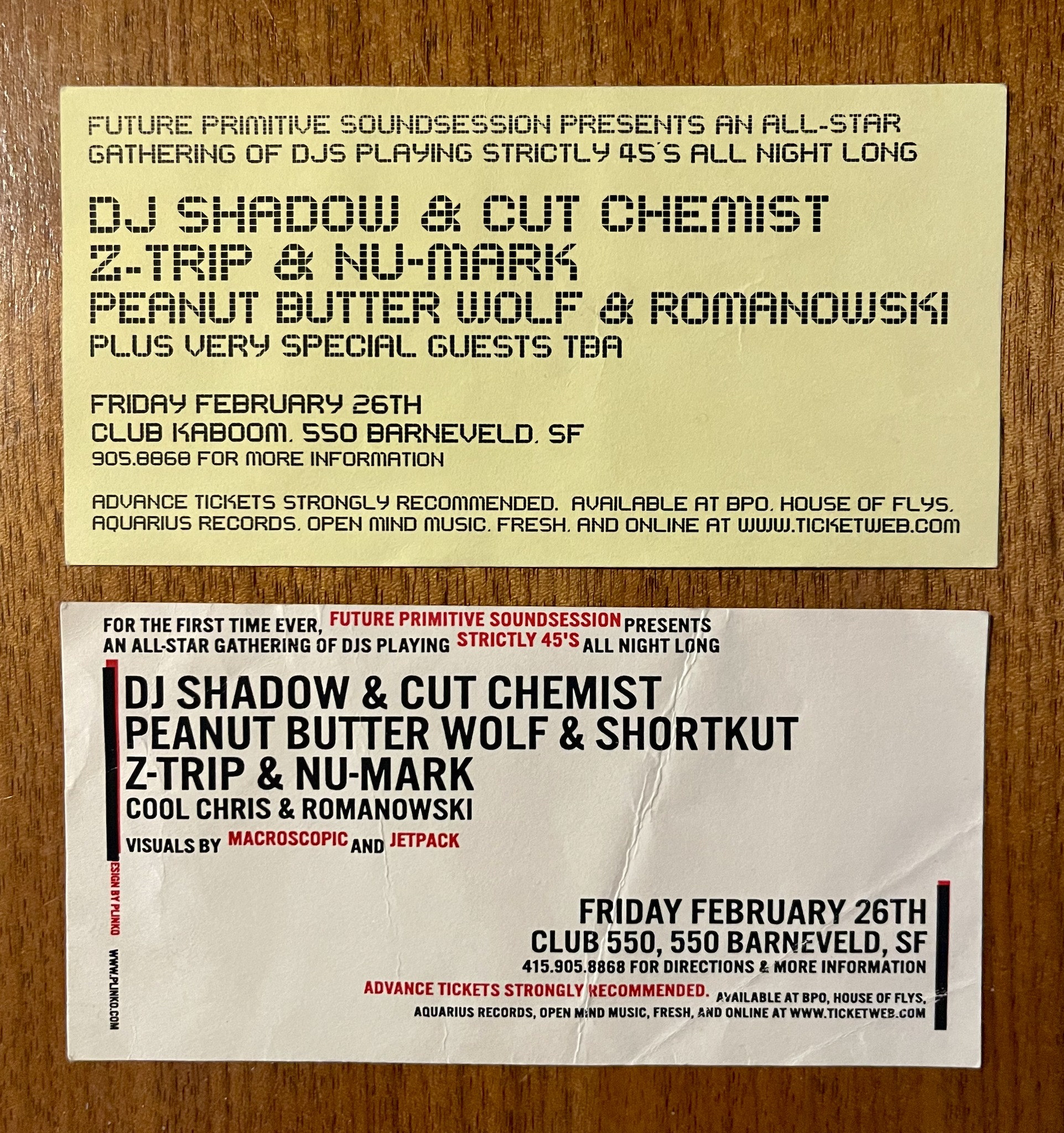 From the archive: a couple of flyers circa 1999 from the very 