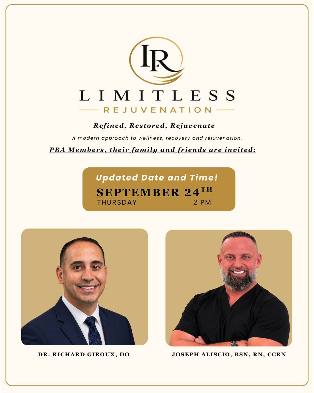 Limitless rejuvenation peptide therapy event for pba members