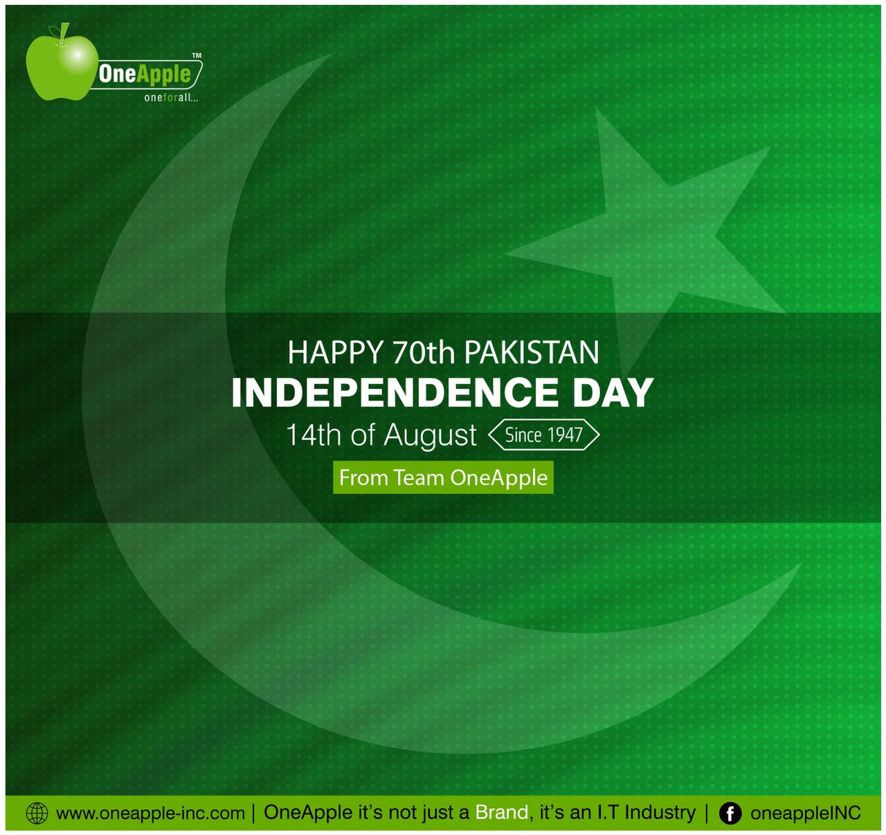 OneApple - Happy 70th Pakistan Independence day 14th...