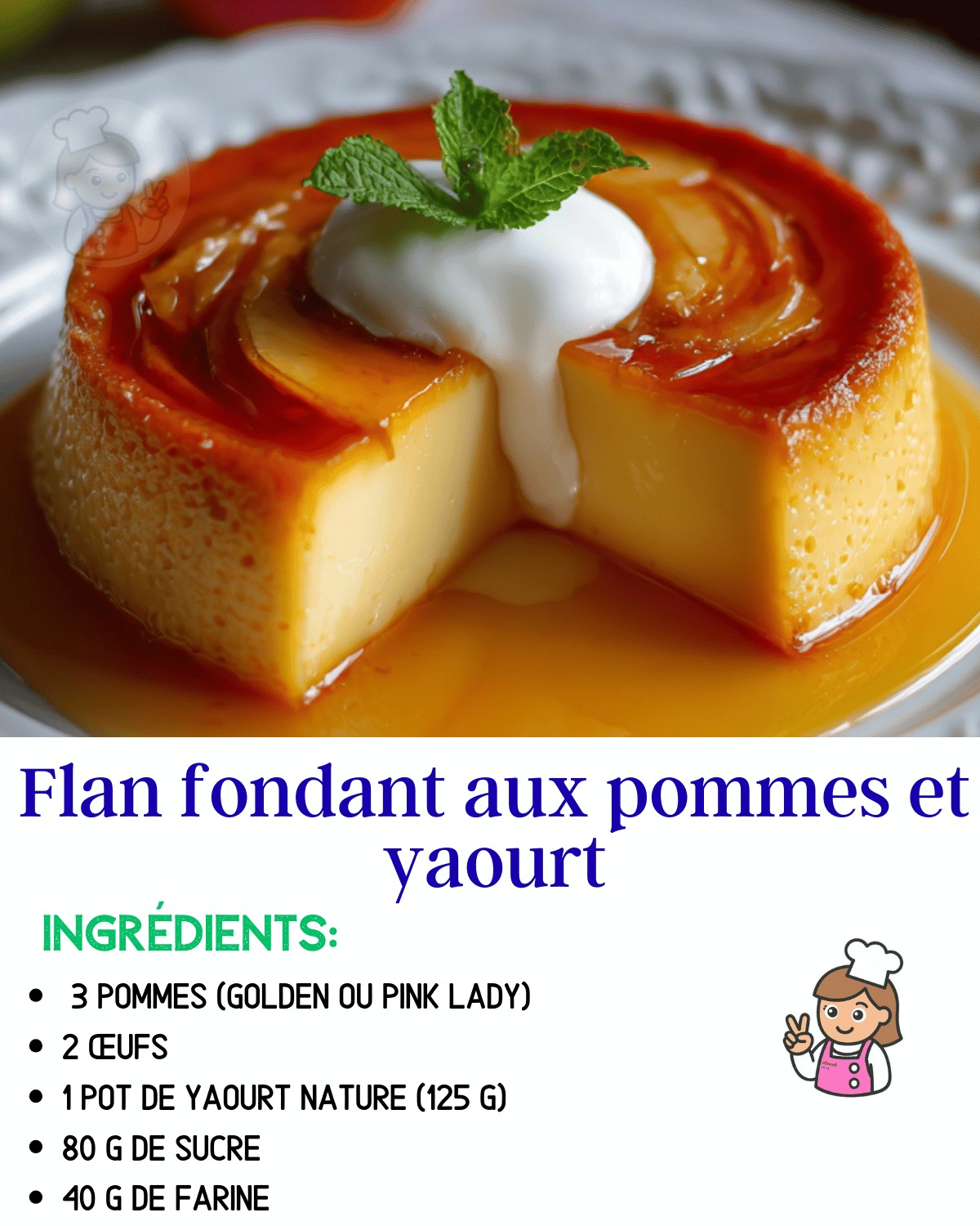 Les recettes - 🍎 Flan fondant aux pommes et yaourt Ce... | Facebook