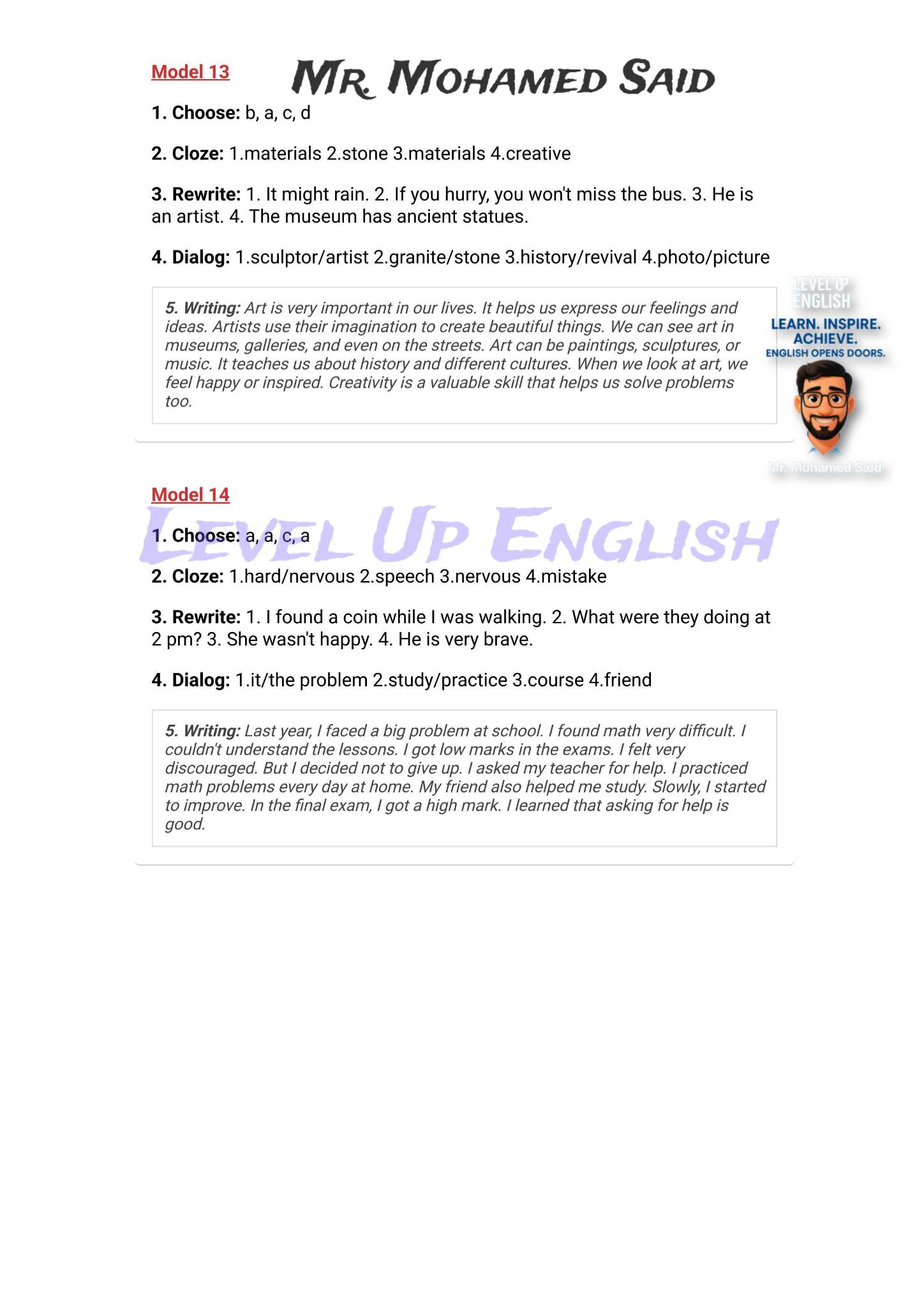 Mr-Mohamed Said - 20 اختبار مراجعة شهر نوفمبر للصف #الثاني... | Facebook