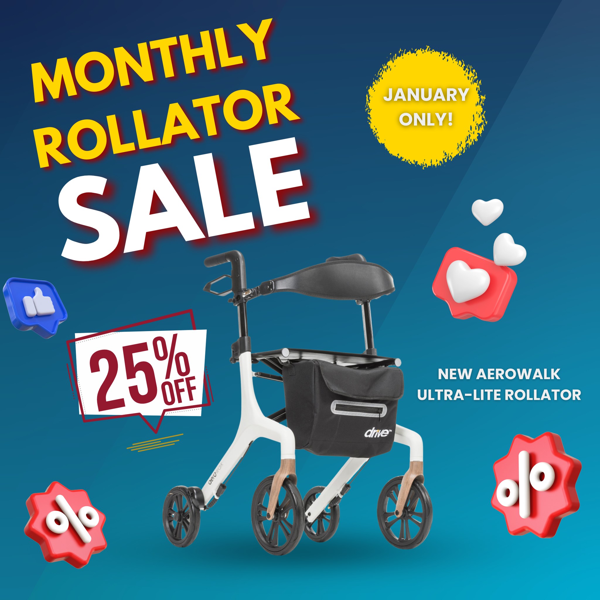 Mobility - ANNOUNCING OUR 2026 MONTHLY ROLLATOR SALE! 🚨 New Year ...
