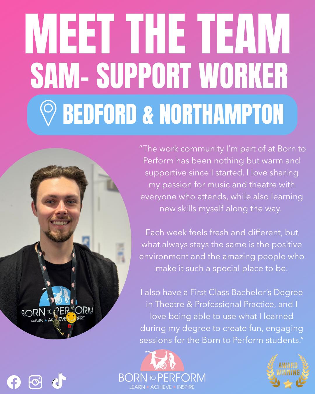 Born - MEET THE TEAM Say hello to Sam, our awesome Support Worker at ...