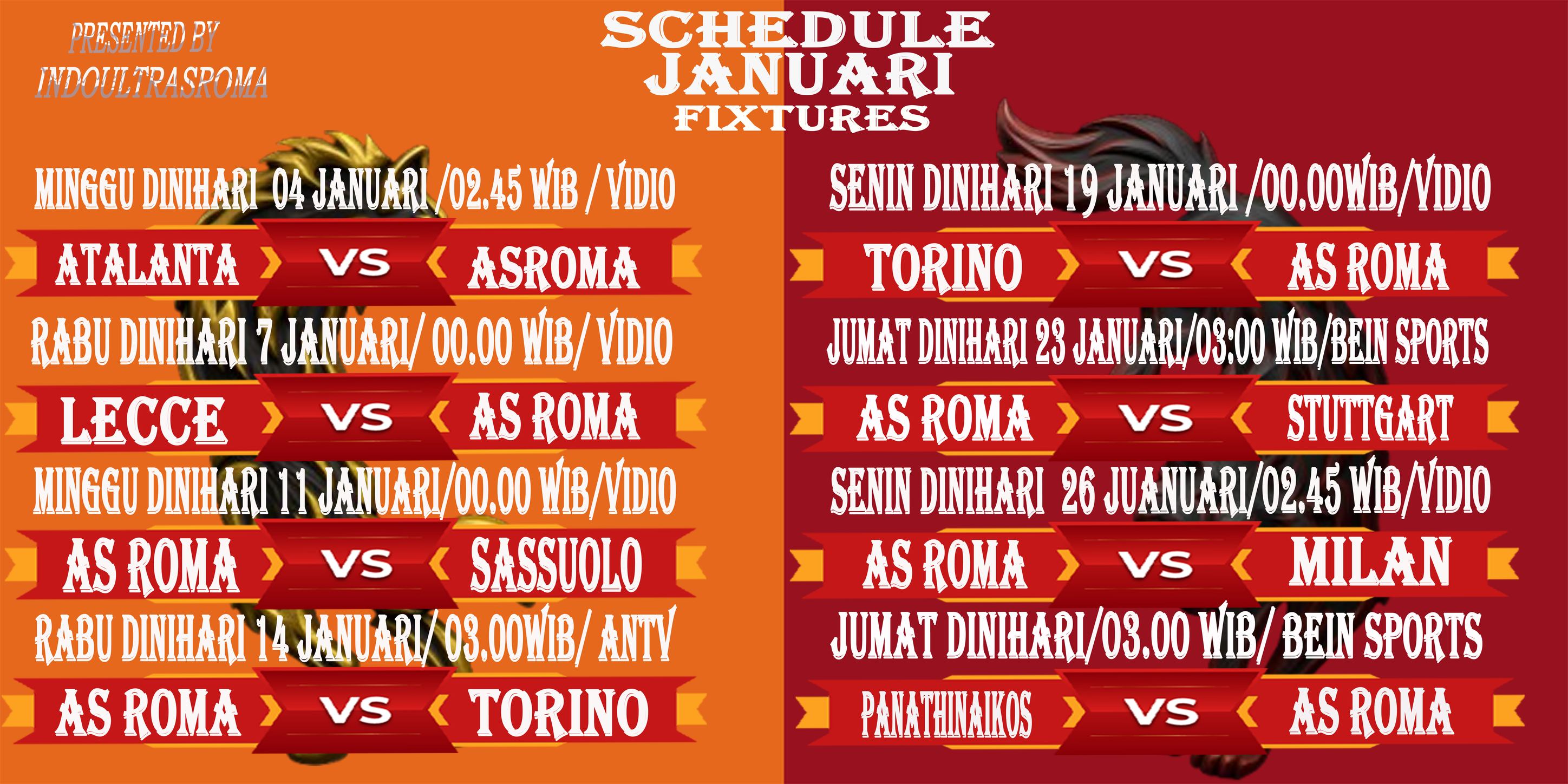 jadwal januari padat - Indonesia Ultras Roma Official | Facebook