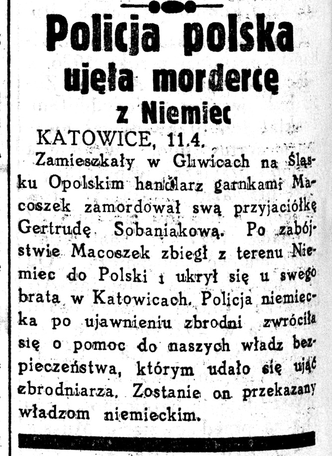 Gliwice. - 1939 rok. Źródło: „Czas”, nr 100, 12 IV 1939, s. 2. | Facebook