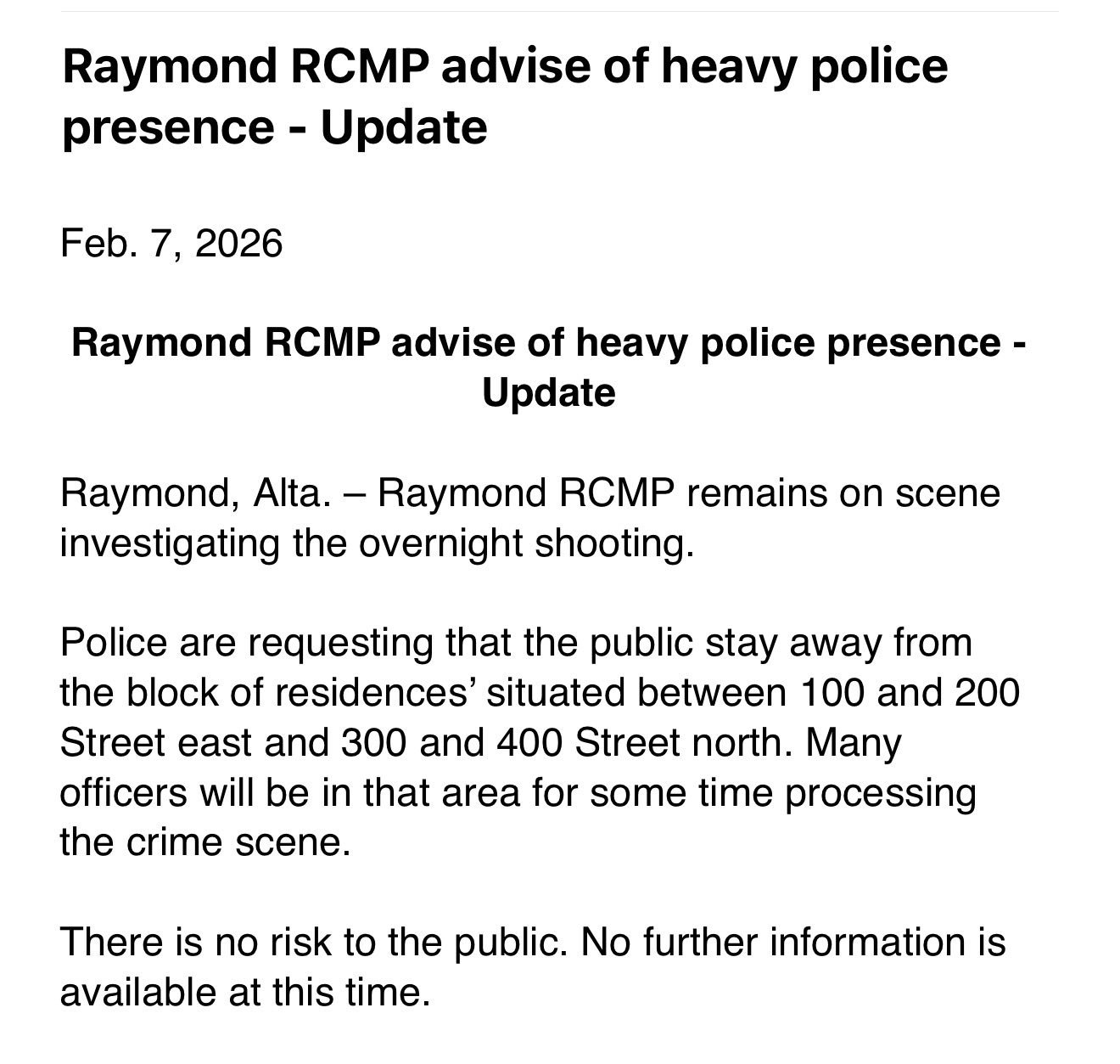 What's Going On In Lethbridge | An update(ish) from the RCMP with a few ...