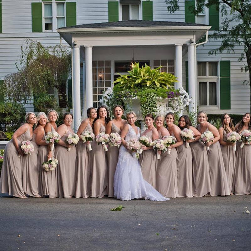 factory outlet bridesmaid dresses Our beautiful bride & her bridesmaids in their stunning from our sister store @princesspromoutlet 🌸💚 Size:16 34/35 38+ colors Color:Multi formal cut out dress