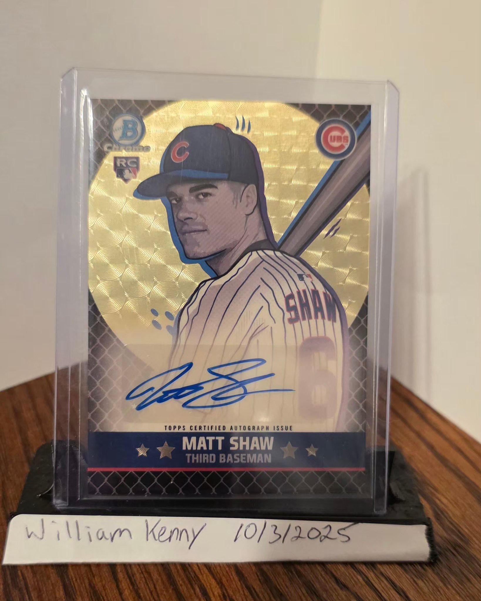 Matt Shaw autograph card pulled from Topps Chrome