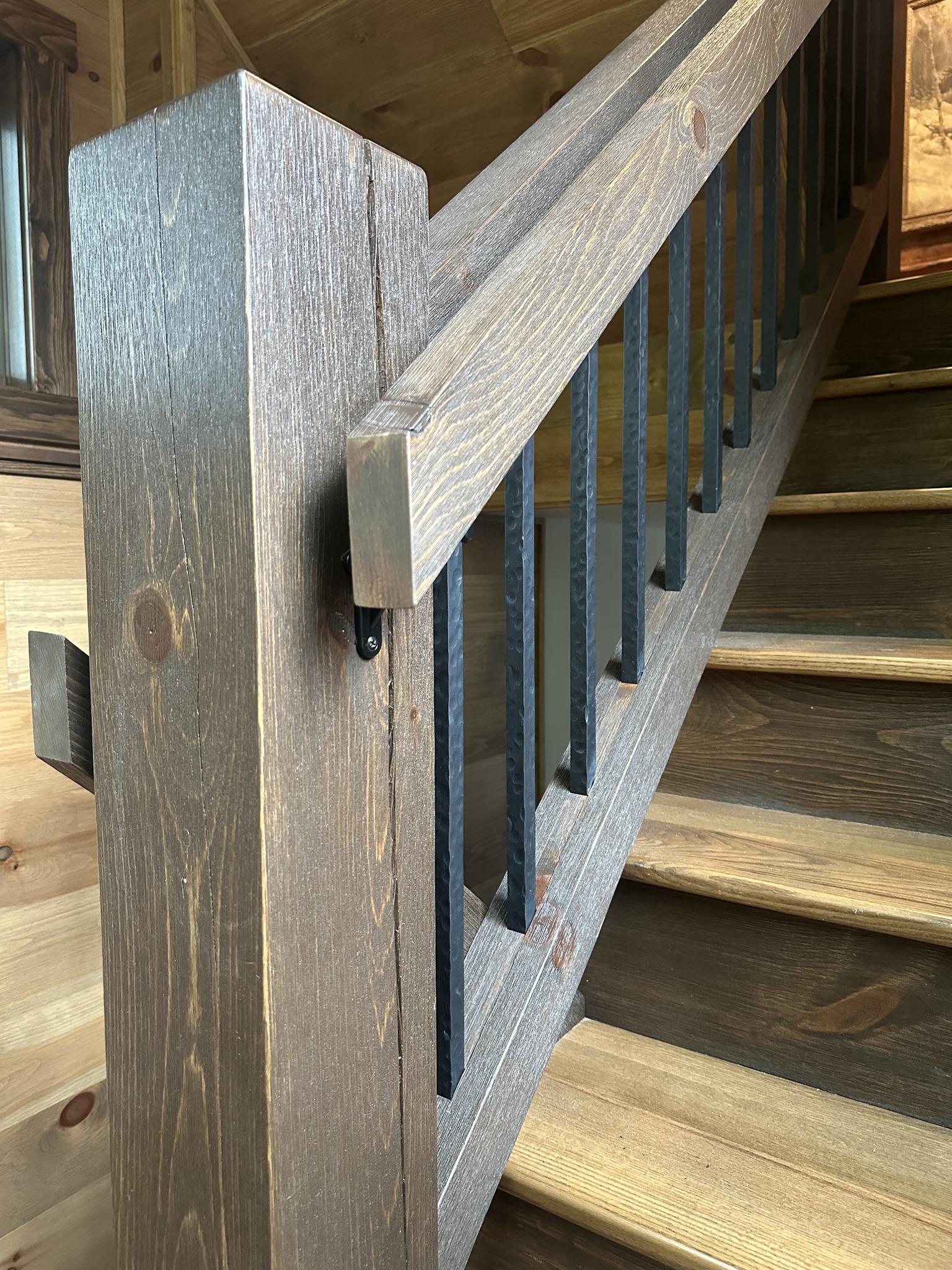 Enterprise - Pine timber railing system with custom made stair treads ...