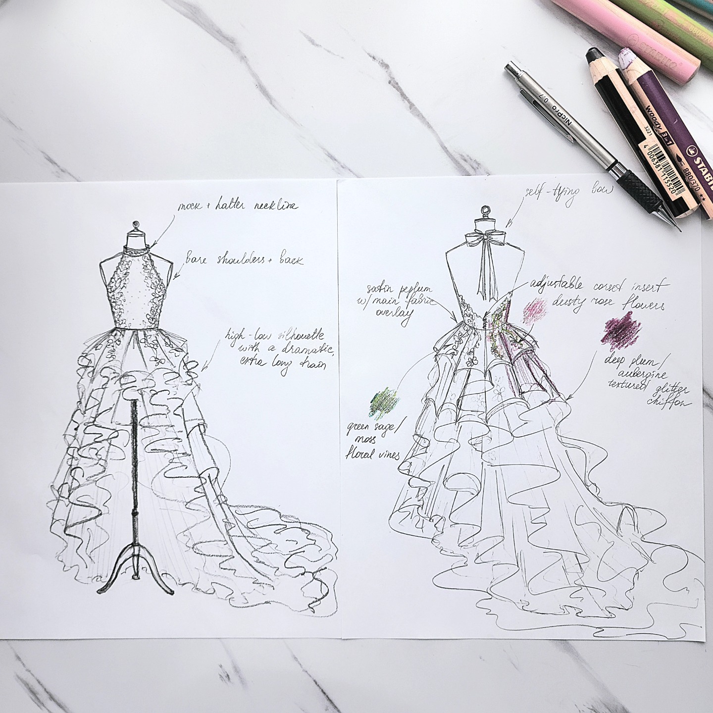 What is your experience with sketching a dress?