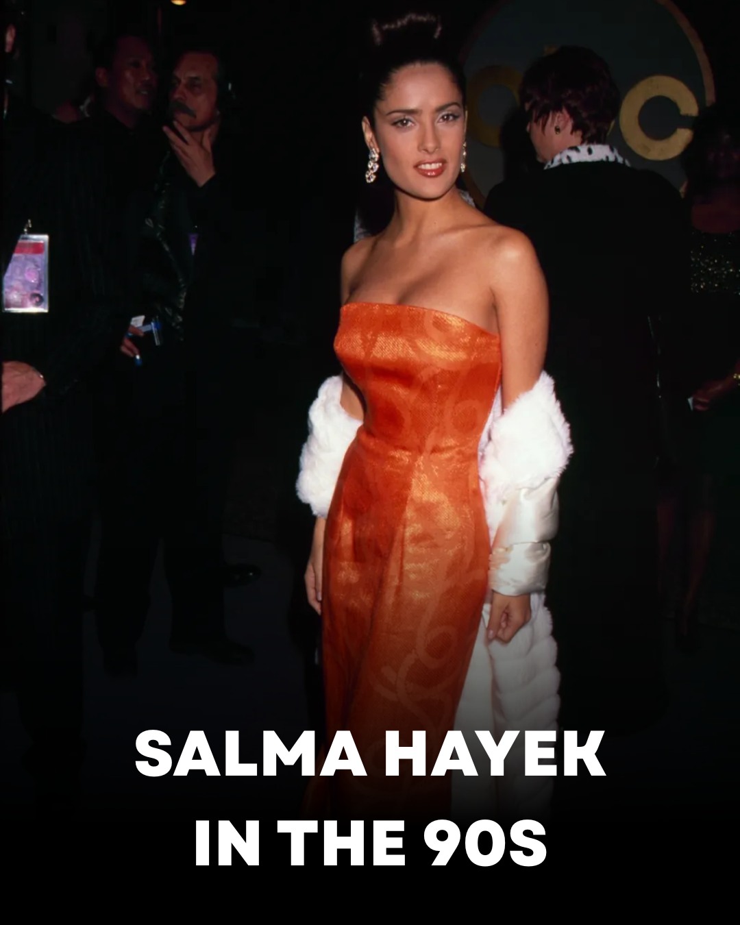salma hayek red dress 90s in the 90s. 🧡 From Desperado to From Dusk Till Dawn, she didn't exactly believe in easing herself into Hollywood. Peak cinema or has anyone topped this era since? # Size:US 26Plus / UK 30 / EU 56 sku_HMR424-20-white-FO ABYOVRT Women Sexy Backless