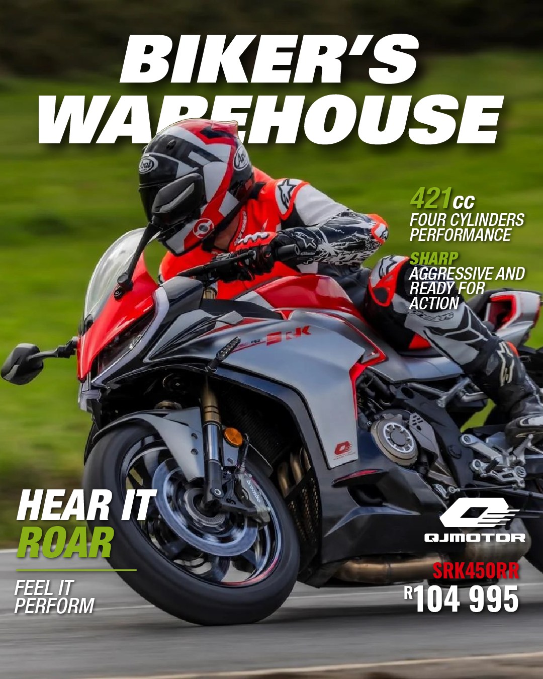 Four cylinders. One unforgettable ride. 🔥 The QJ Motor SRK450RR