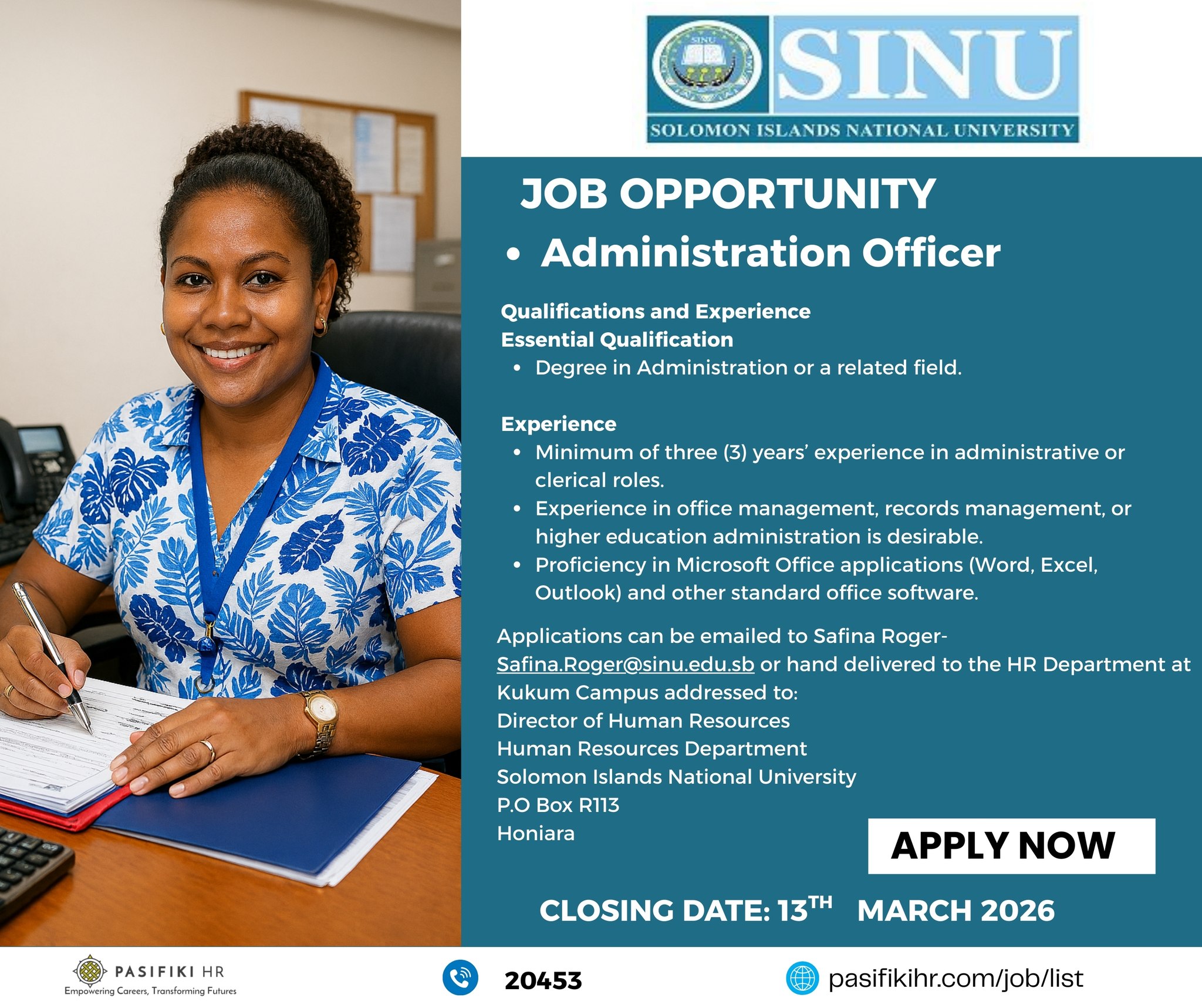 Pasifiki - 📢 Career Opportunity – Administration Officer (HR 10/2026 ...