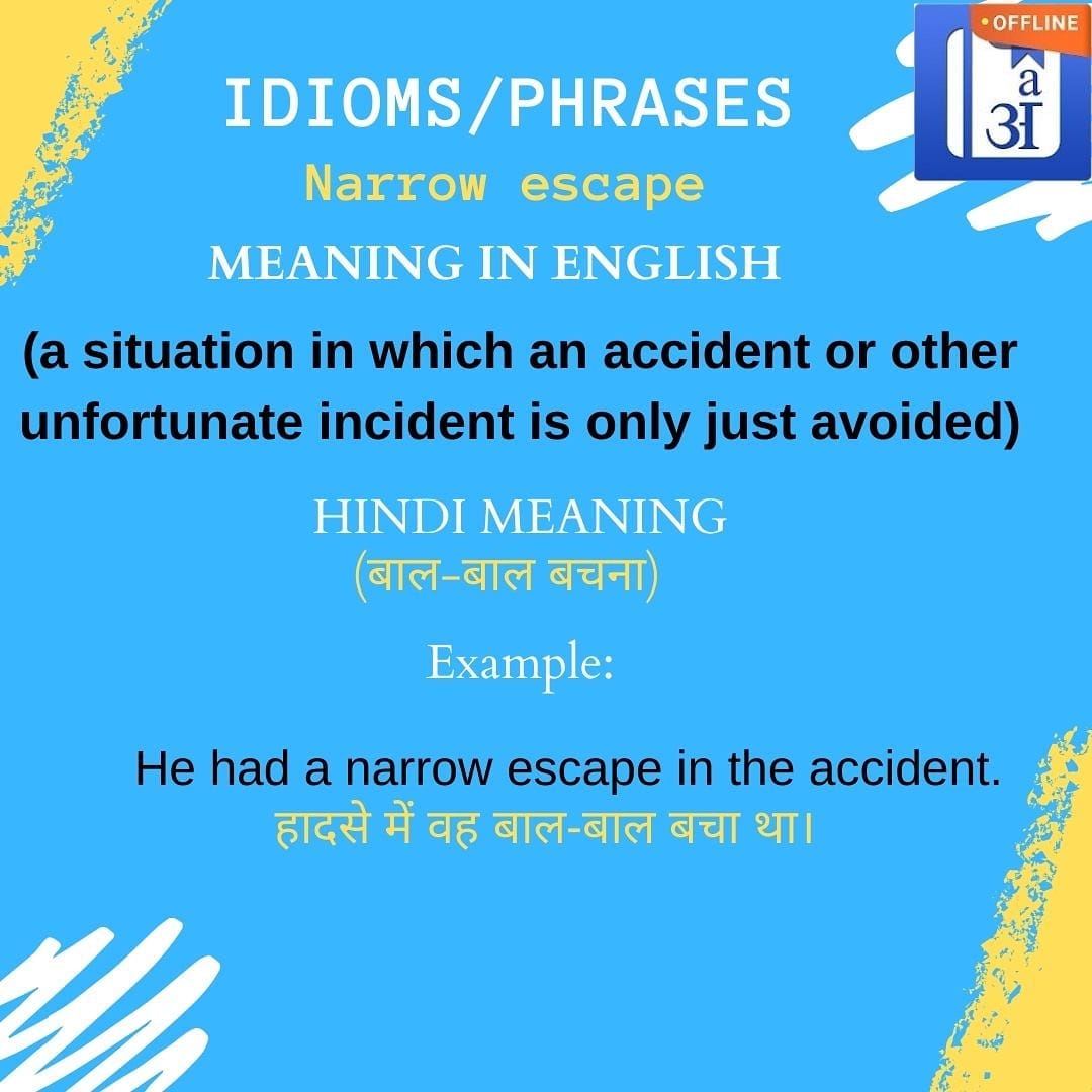 Today S Phrase Narrow Escape Which Hinkhoj Dictionary Facebook