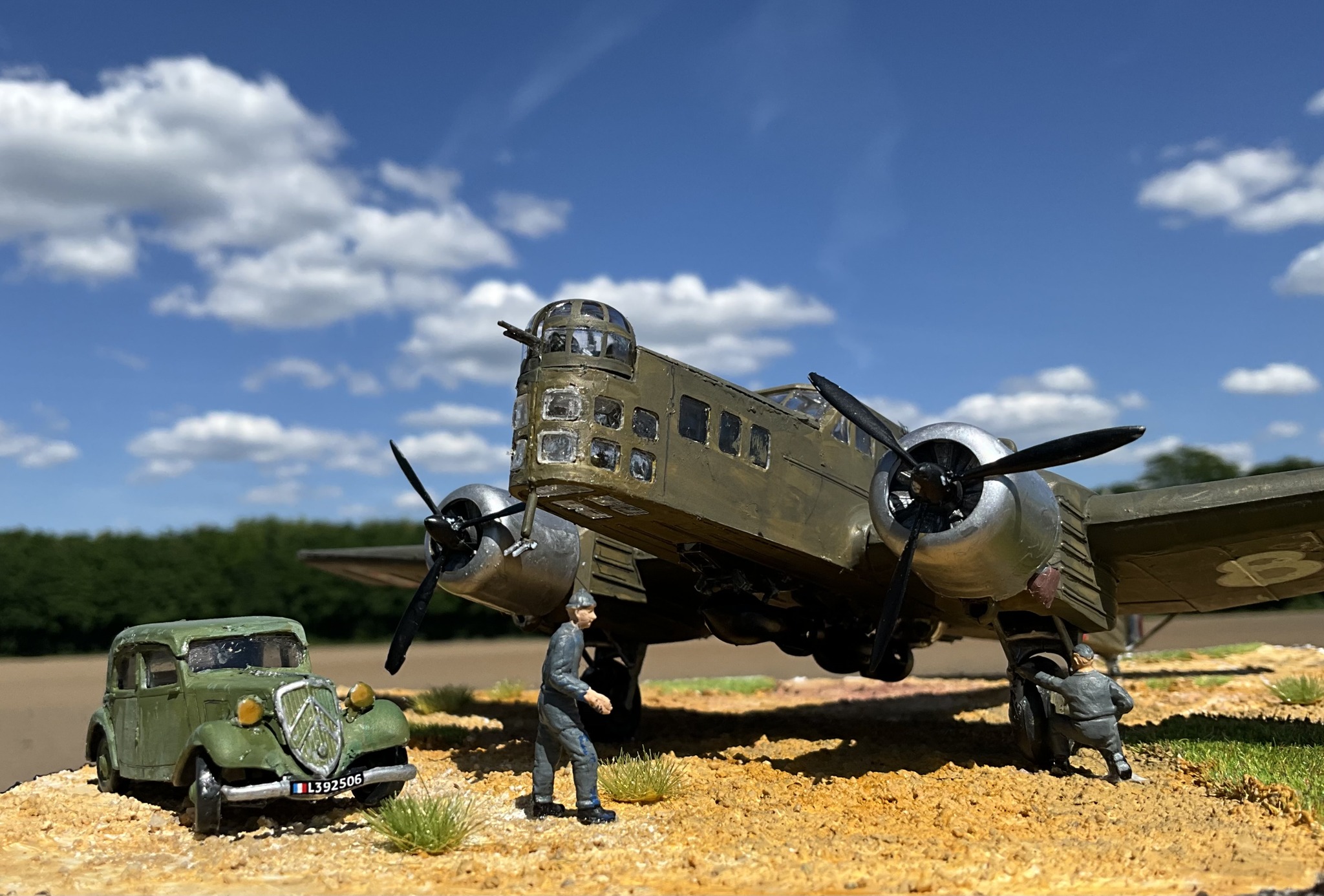 Modèle Réduit En Bois D'avion Bloch MB-210 Bombardier Français - Décoration De Bureau