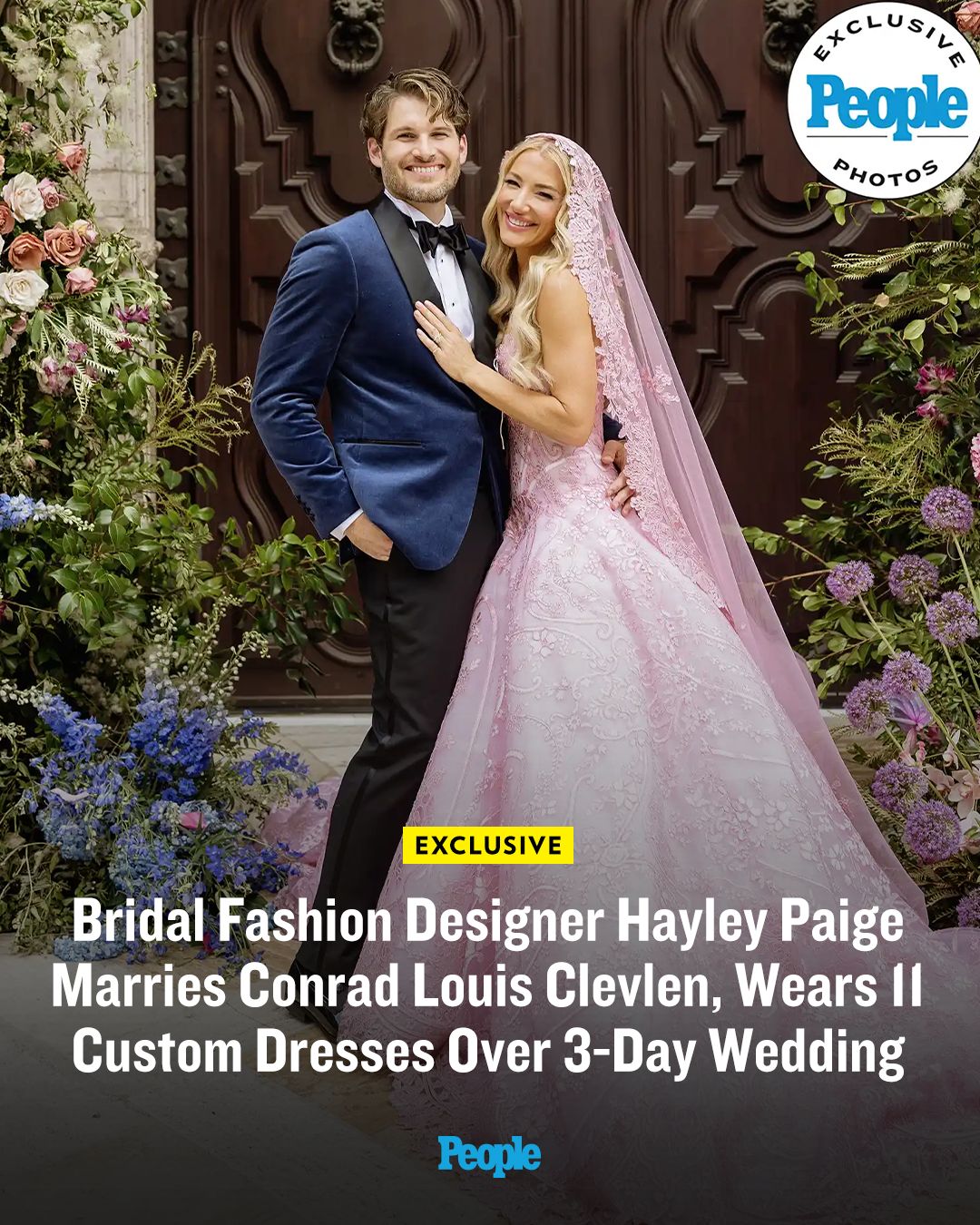 paige wedding dress designer 🔗: bit.ly/3SU7s4o “The in me had an absolute field day. The bride in me was thankfully willing to go along for the ride,” tells PEOPLE. 📷️: CHARD Photo Floral Appliqué Strapless Dress Style:ME02548DN Simple Prom Dresses