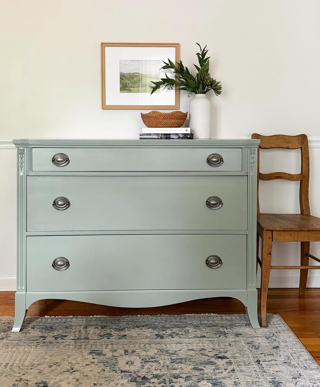 sage green dresser diy This vintage got the softest update in Celtic Fog 🌿 Bernadette at Bernadette ideas