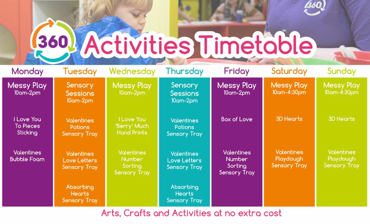 360 - Activity Timetable – w.c. 09.02.26 ️ Join us every day this week ...