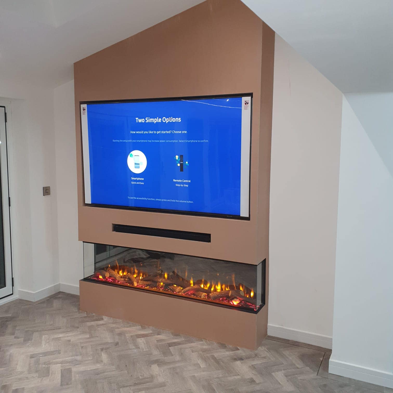 Fireplace Saver - We can make a media wall fit anywhere...