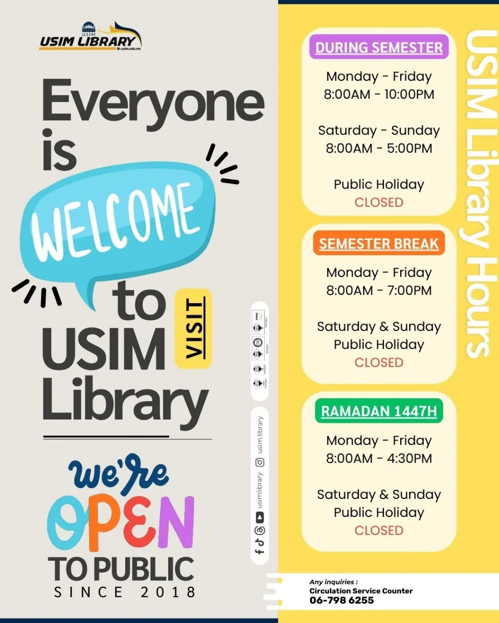 USIM - 🌙 USIM LIBRARY RAMADAN OPERATING HOURS 🌙 In conjunction with the ...