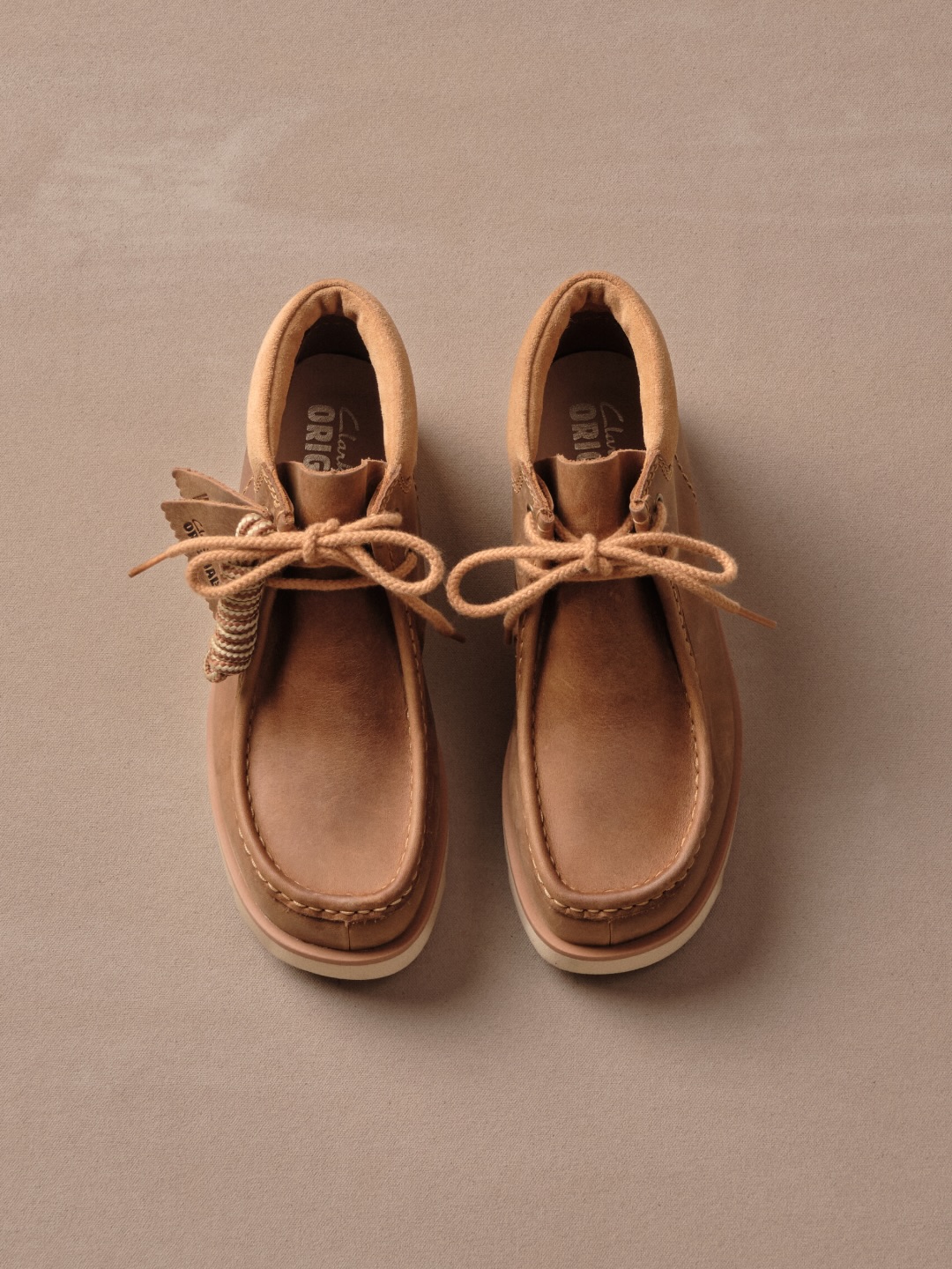 Clarks - Our men's Wallabee Monk. Taking a Clarks archive pattern