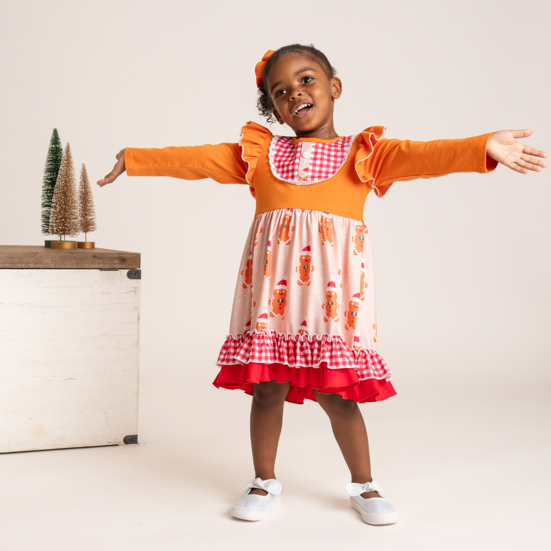 christmas cookie dress Sweet as can be and ready for a little magic! 🎄🍪❤️✨⁠ ⁠ The Gingerbread Delight Plaid Ruffle is serving up all the holiday sweetness with adorable gingerbread details, classic plaid Tony and Ziva forever! christmas cookies outfit dress to impress wedding morning shirt Tagless for Trouble Length:55cm/21.7