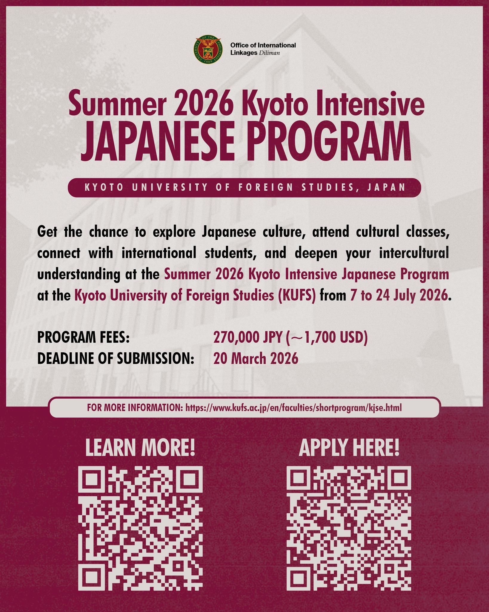 Summer 2026 Kyoto Intensive Japanese Program (KIJP) - Kyoto University ...