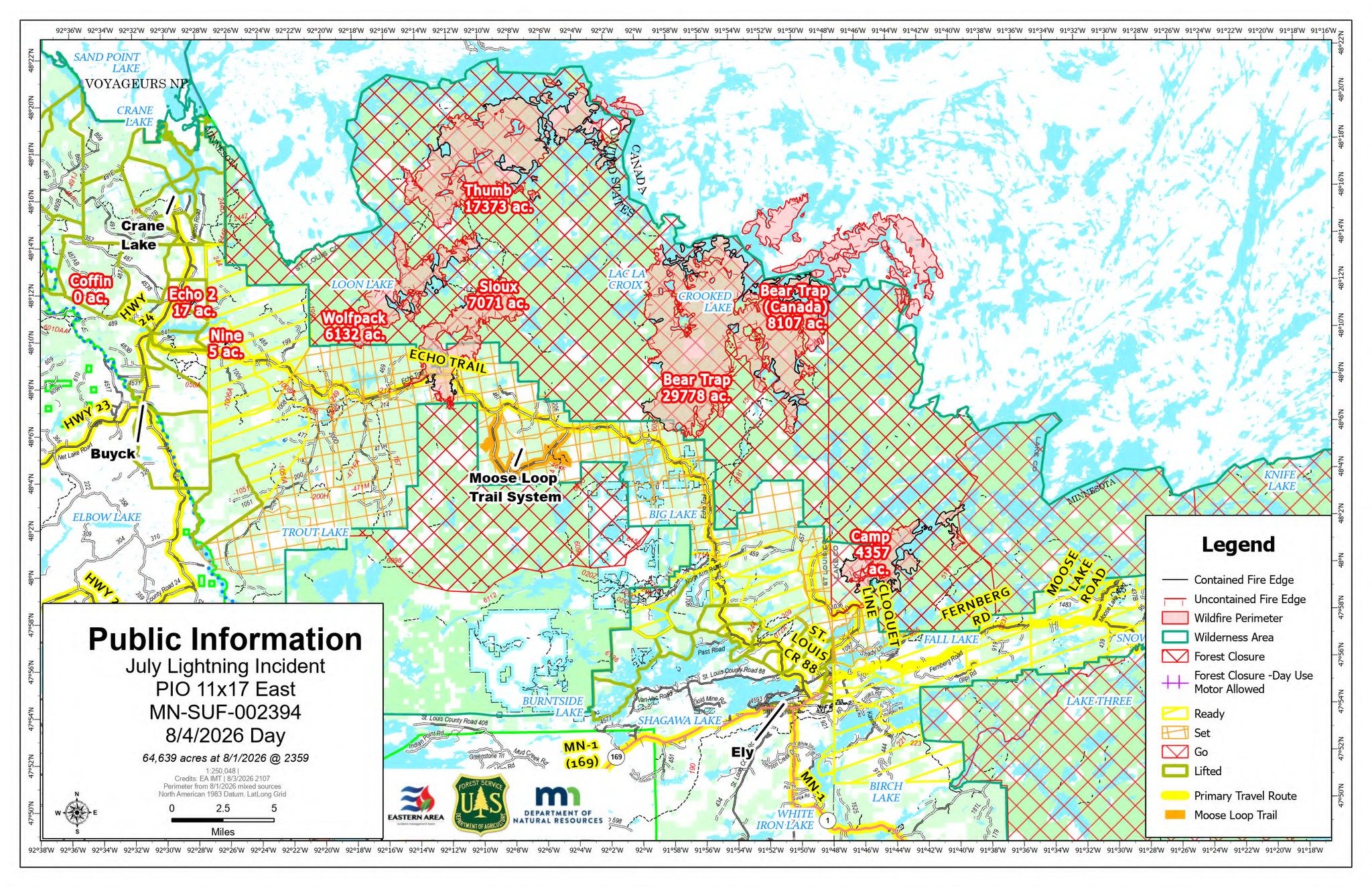 July 2026 Superior National Forest wildfires update for August 17