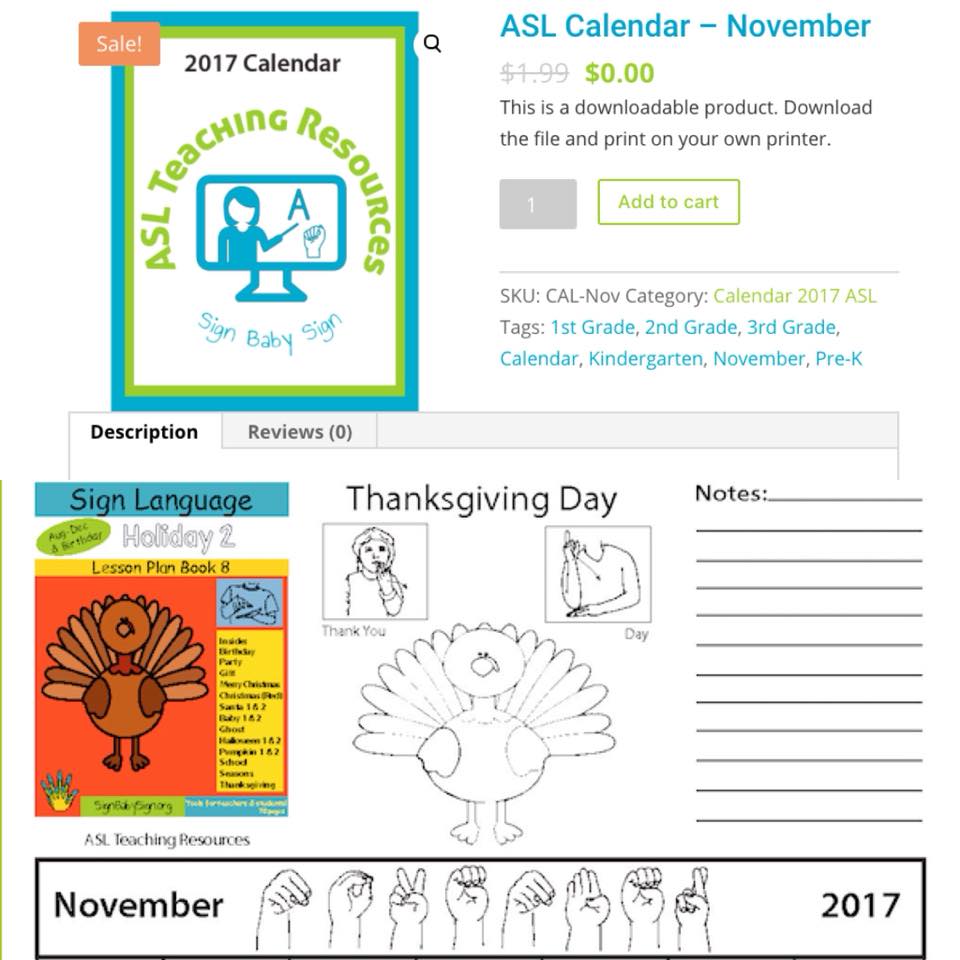 Free sign language calendar for... - ASL Teaching Resources