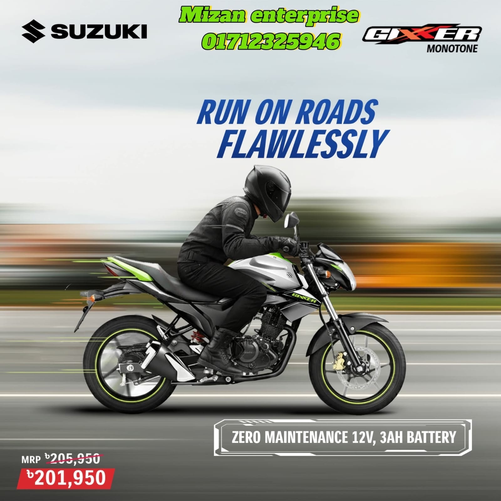 Suzuki - The Gixxer Monotone 2025 has a maintenance-free 12V, 3Ah ...