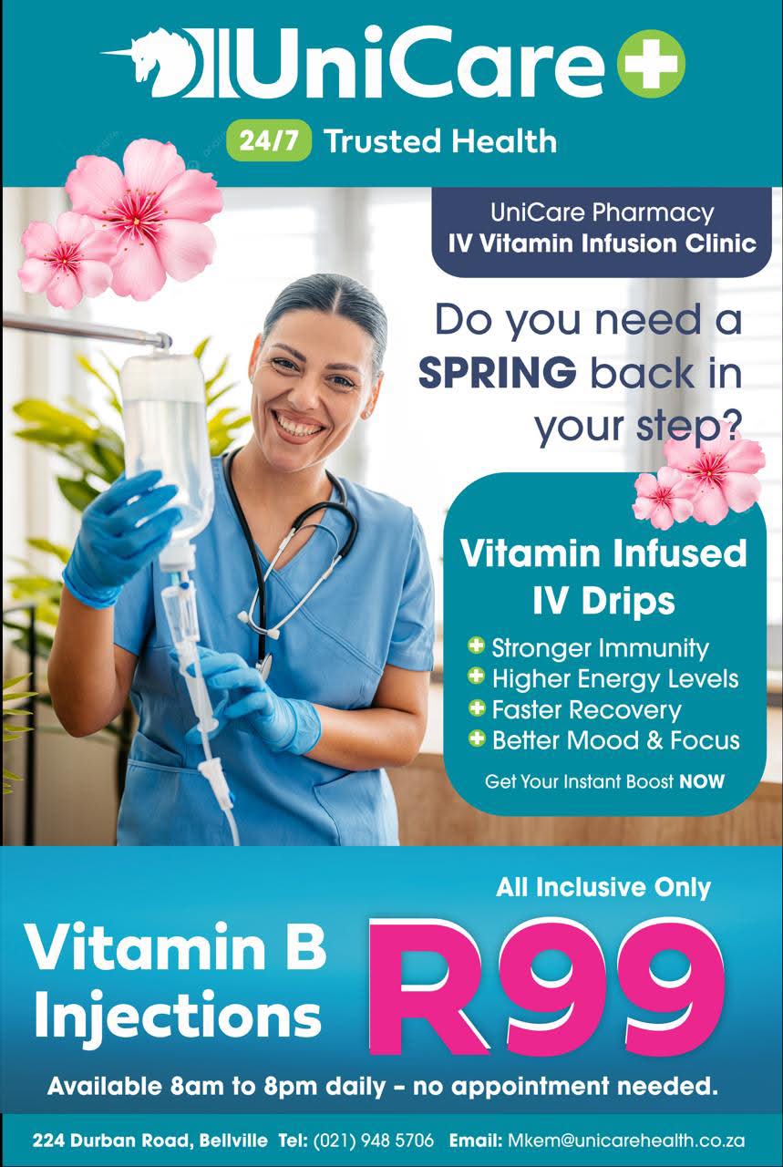 Vitamin infused IV drips and B12 injections at UniCare Bellville