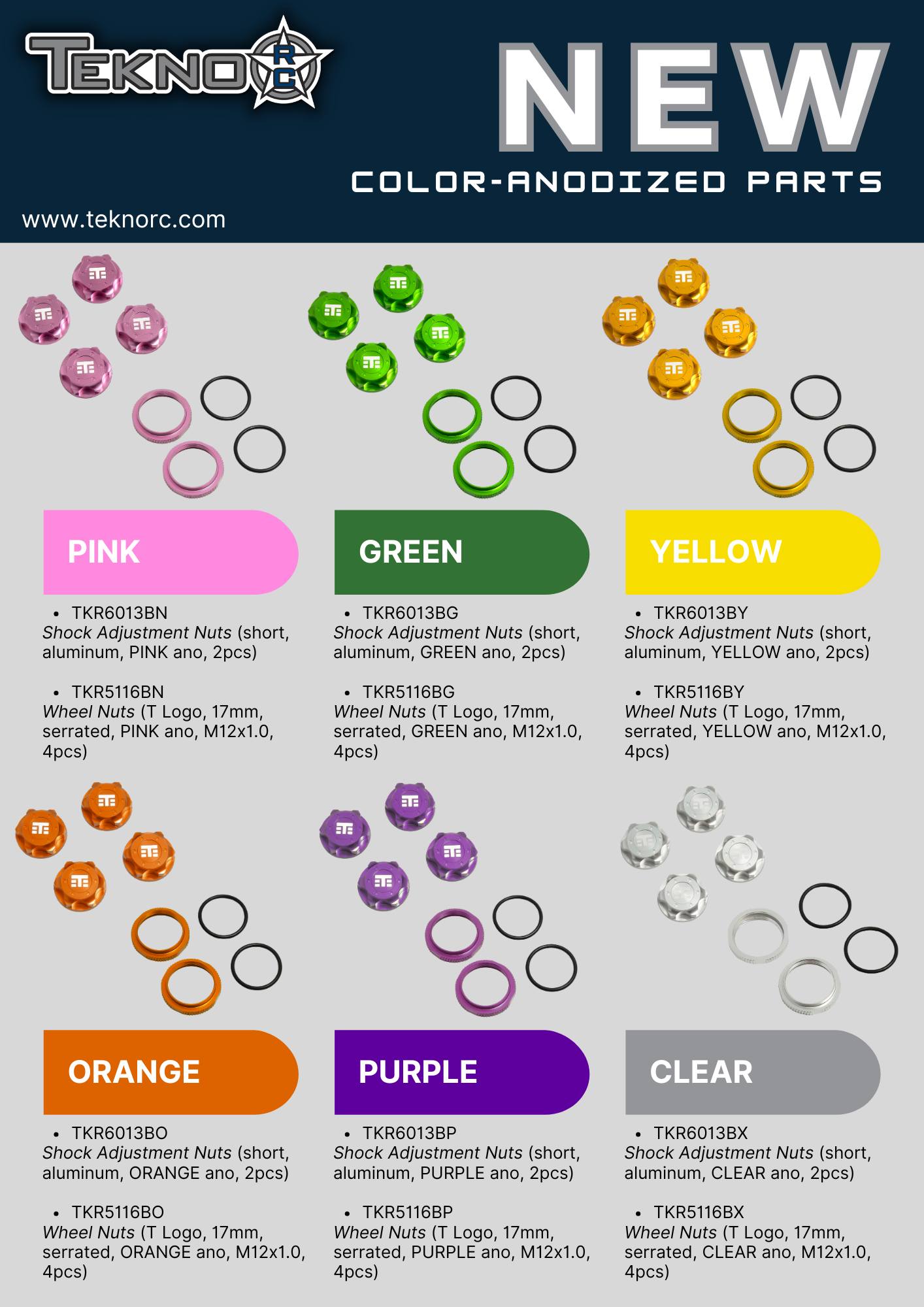 New Anodized Color Option Parts From Tekno RC! You asked and we 
