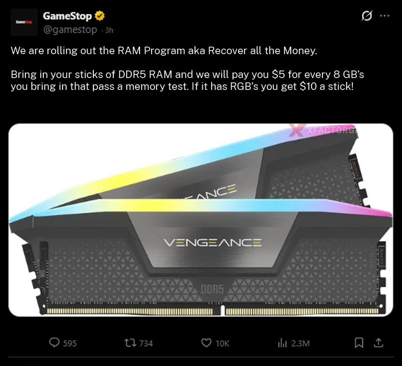 Rivalxfactor - Game Stop is now rolling out a program accepting DDR5 ...