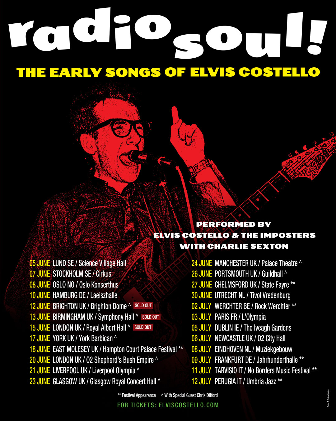 Elvis Costello and The Imposters with Charlie Sexton will appear
