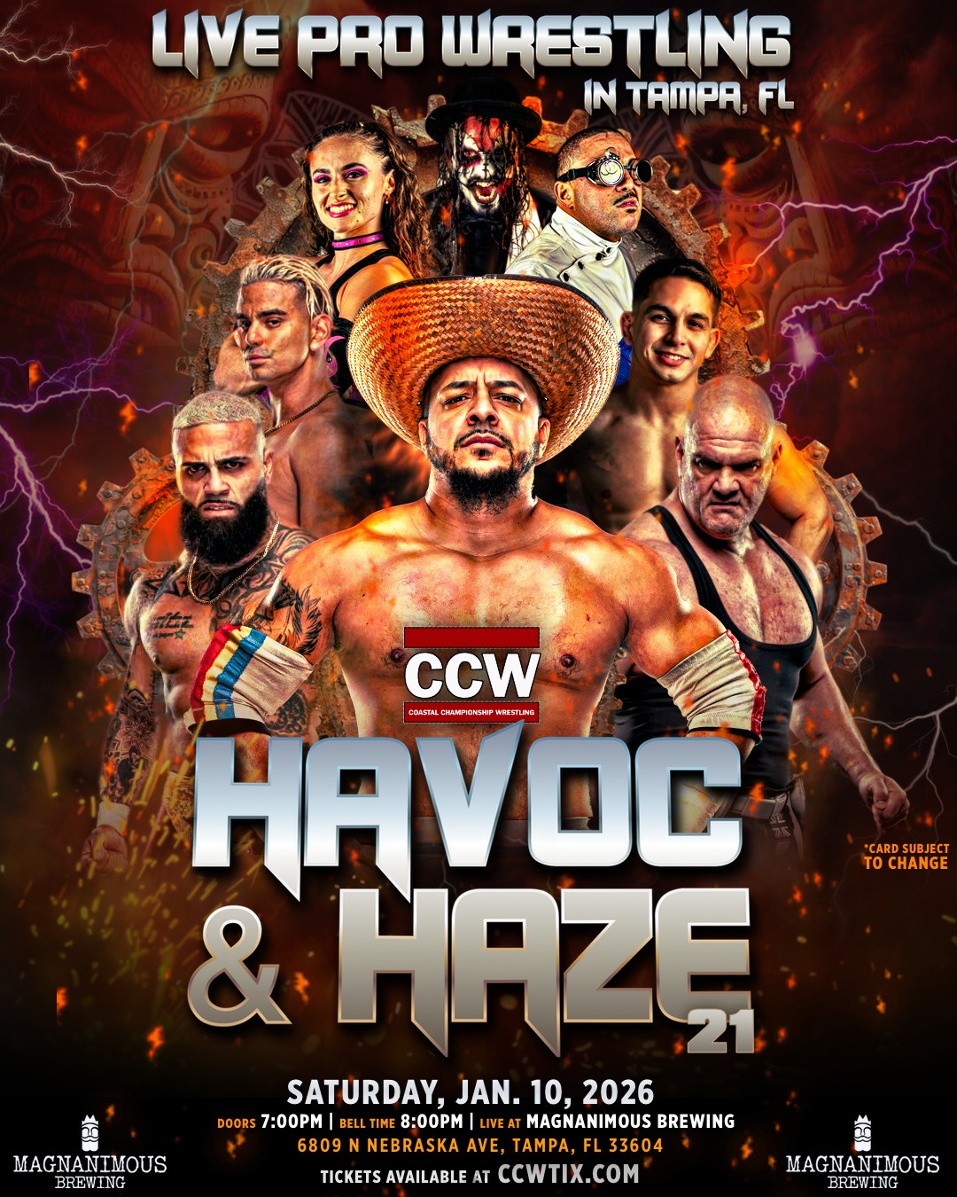 🚨 PRO WRESTLING IN TAMPA, FL - CCW returns to Magnanimous Brewing
