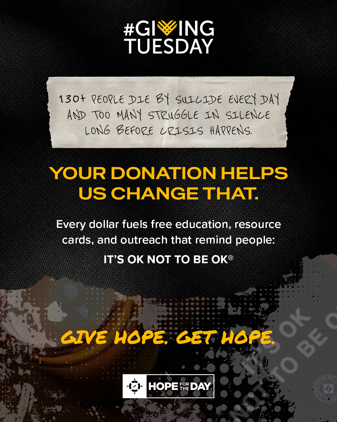 Hope - 130+ lives lost every day. We’re not okay with that and we won’t ...