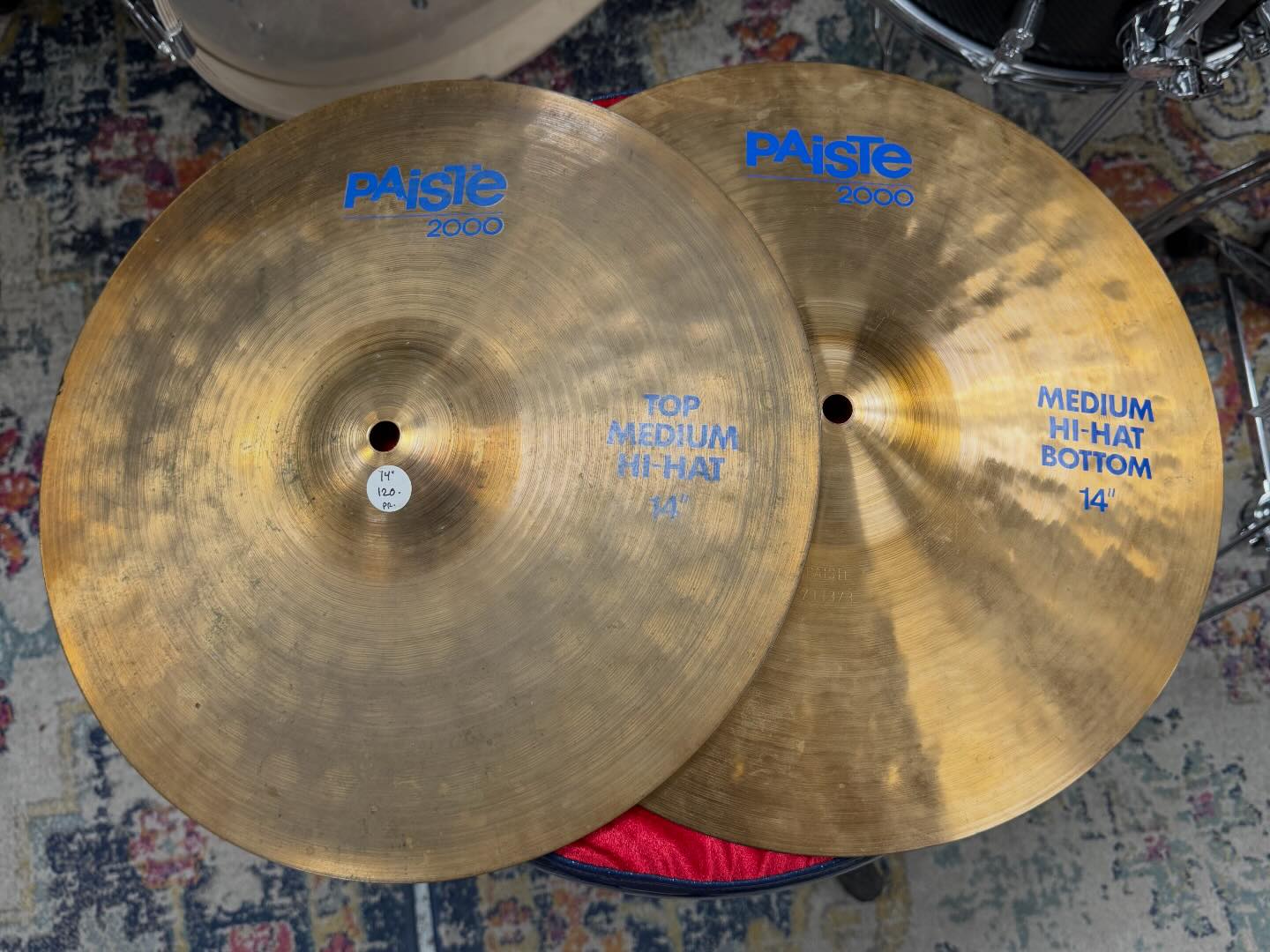 $120 Paiste 14” 2000 blue label medium hi hats owned and used by