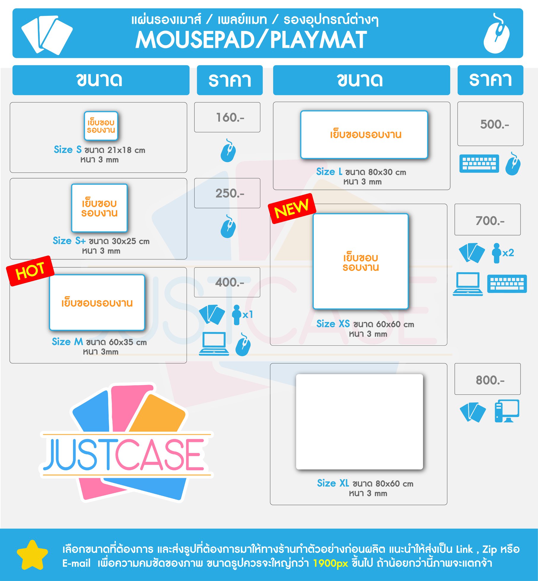 ขนาดของเพล์แมต และ... - Justcase - Custom Playmat & Mousepad | Facebook