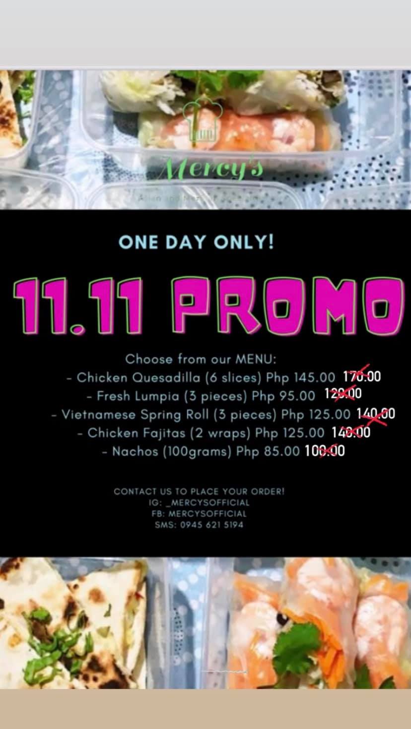 Mercy’s - Check out our menu for 11.11 👀 DM us for orders 📲 | Facebook