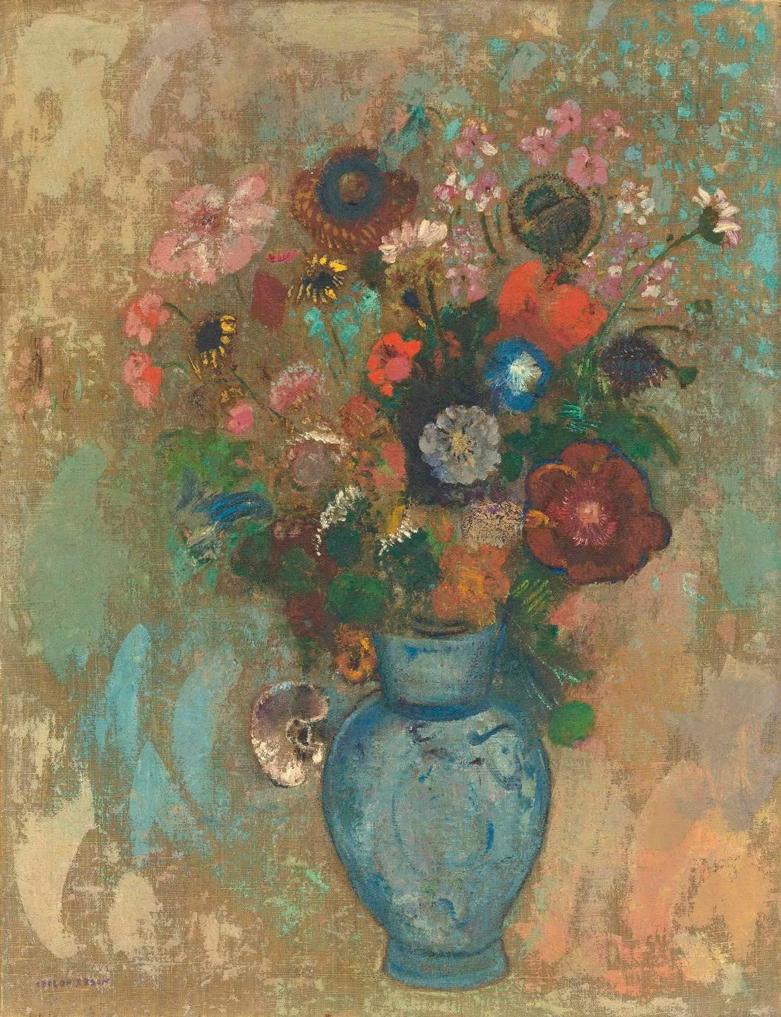 Odilon Redon (1840-1916) Fleurs dans un vase bleu #odilonredon