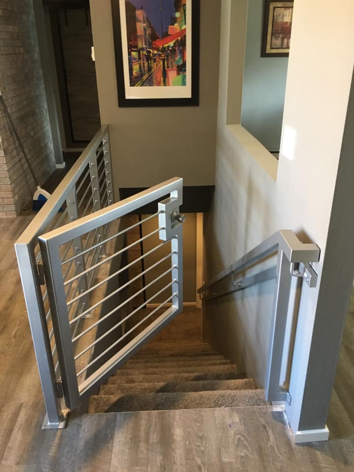 Custom railing with a removable gate to keep Kirby the puppy from ...