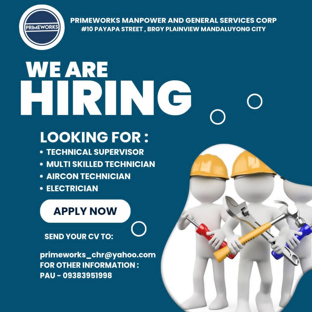 Primeworks - WE ARE HIRING! 📢 BUILDING MAINTENANCE 🛠 TECHNICAL ...