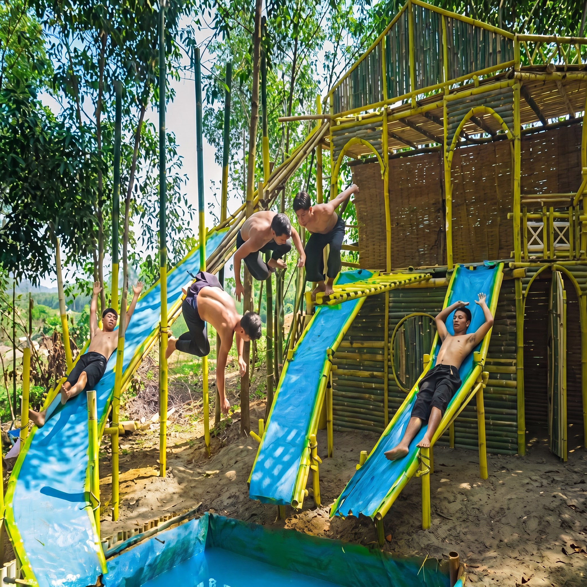 The 120-day process of building a water slide and an in-ground pool ...