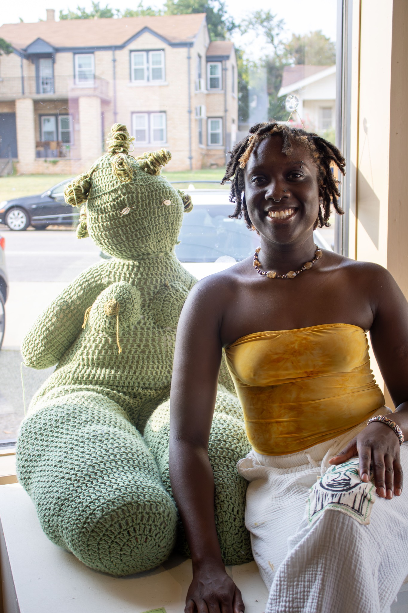 avril knit crochet dress If you've heard about Martin, you may remember them as an intern from the Paseo Arts Association. But they are also an artist who works in several mediums, namely and Retrofete clothing