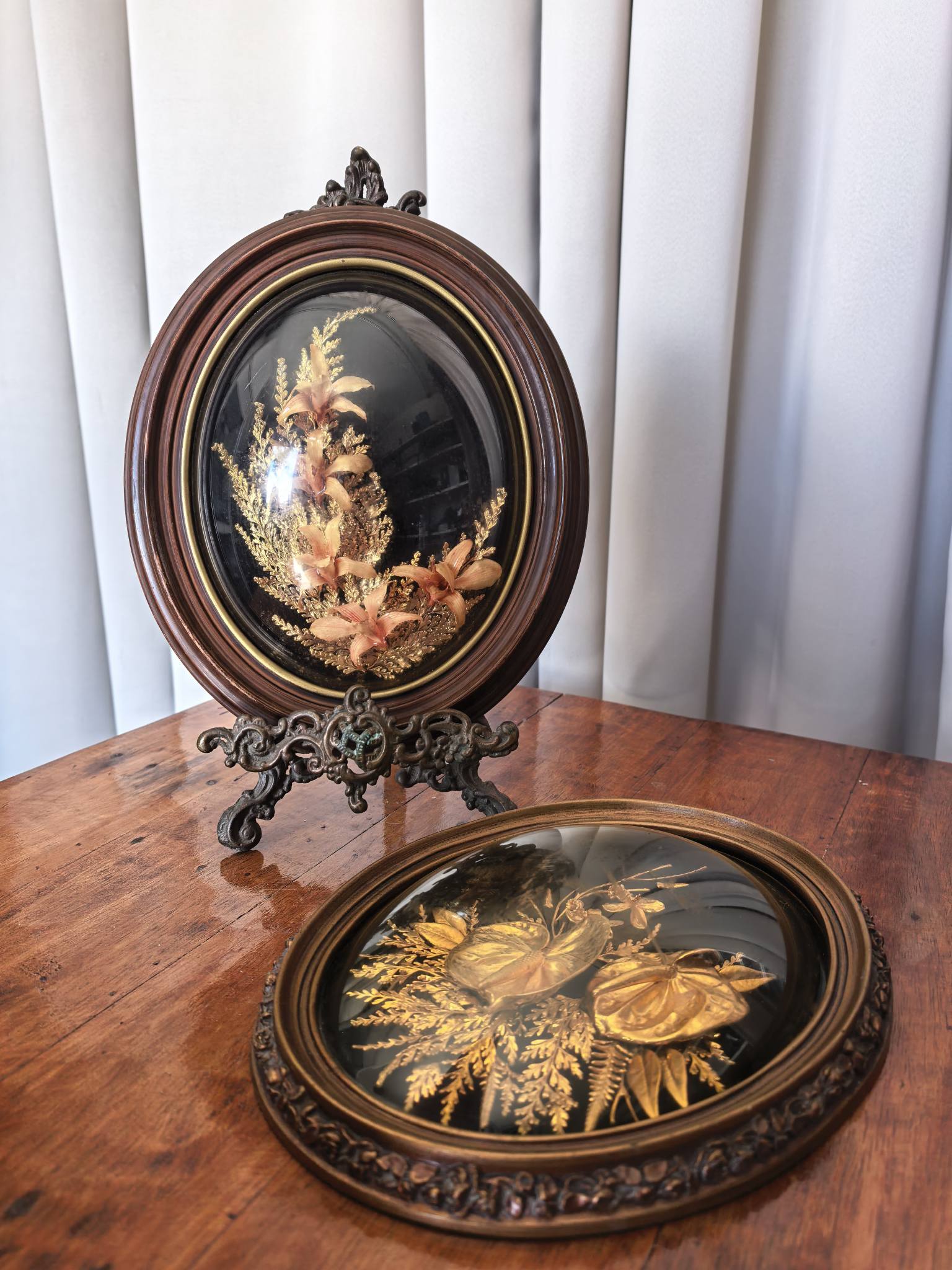1970's Flora-Hawaii wall hangings featuring 24k gold-dipped ferns