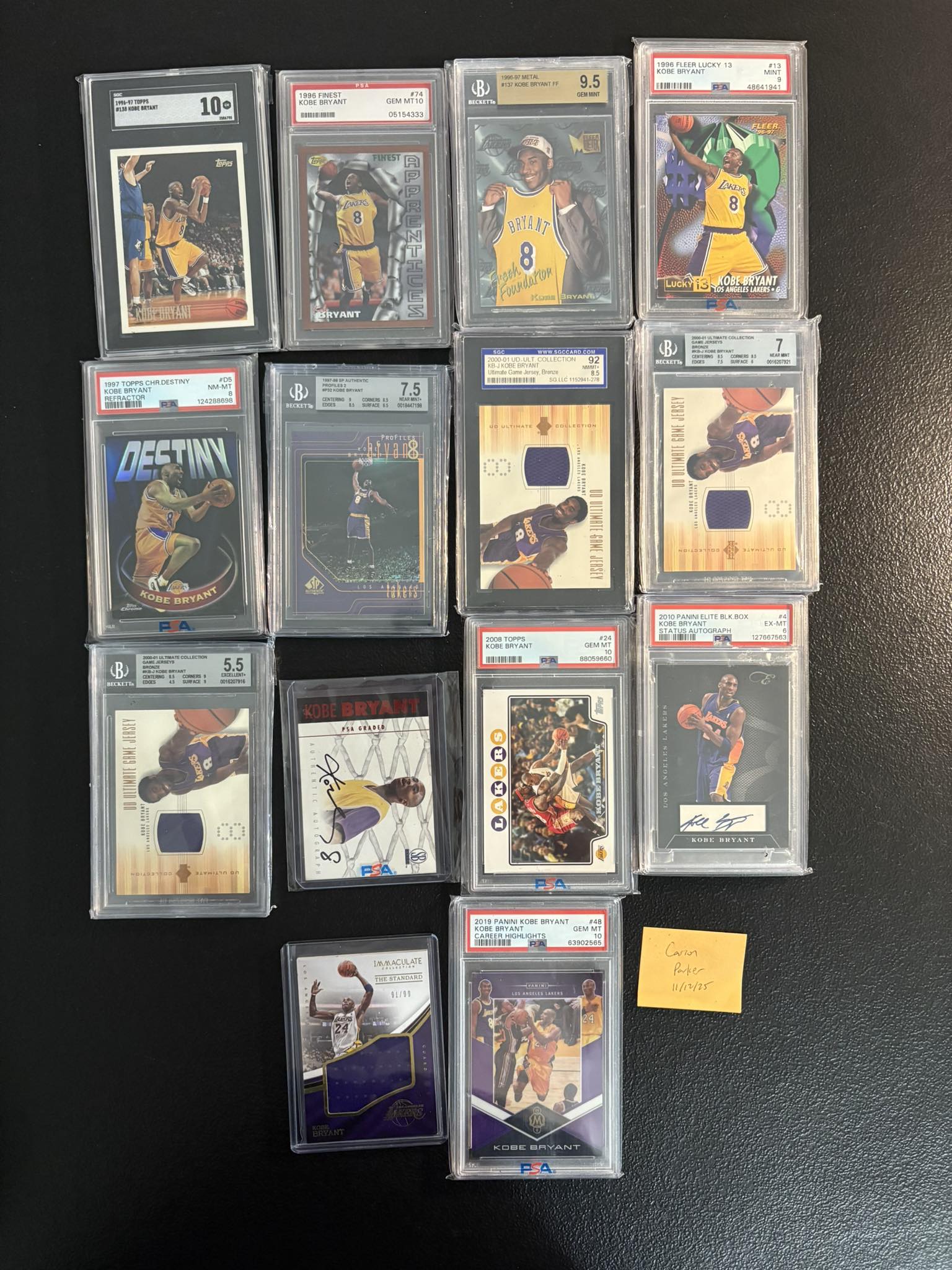Kobe rookie card 1996 Flair showcase PSA 8