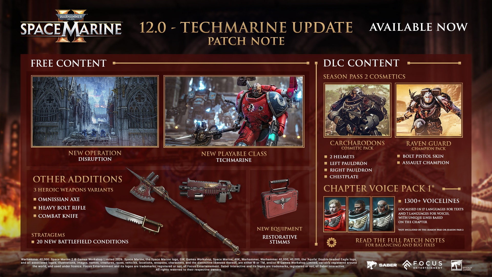 Focus - It's live!! The 12.0 - Techmarine Update of #SpaceMarine2 is ...