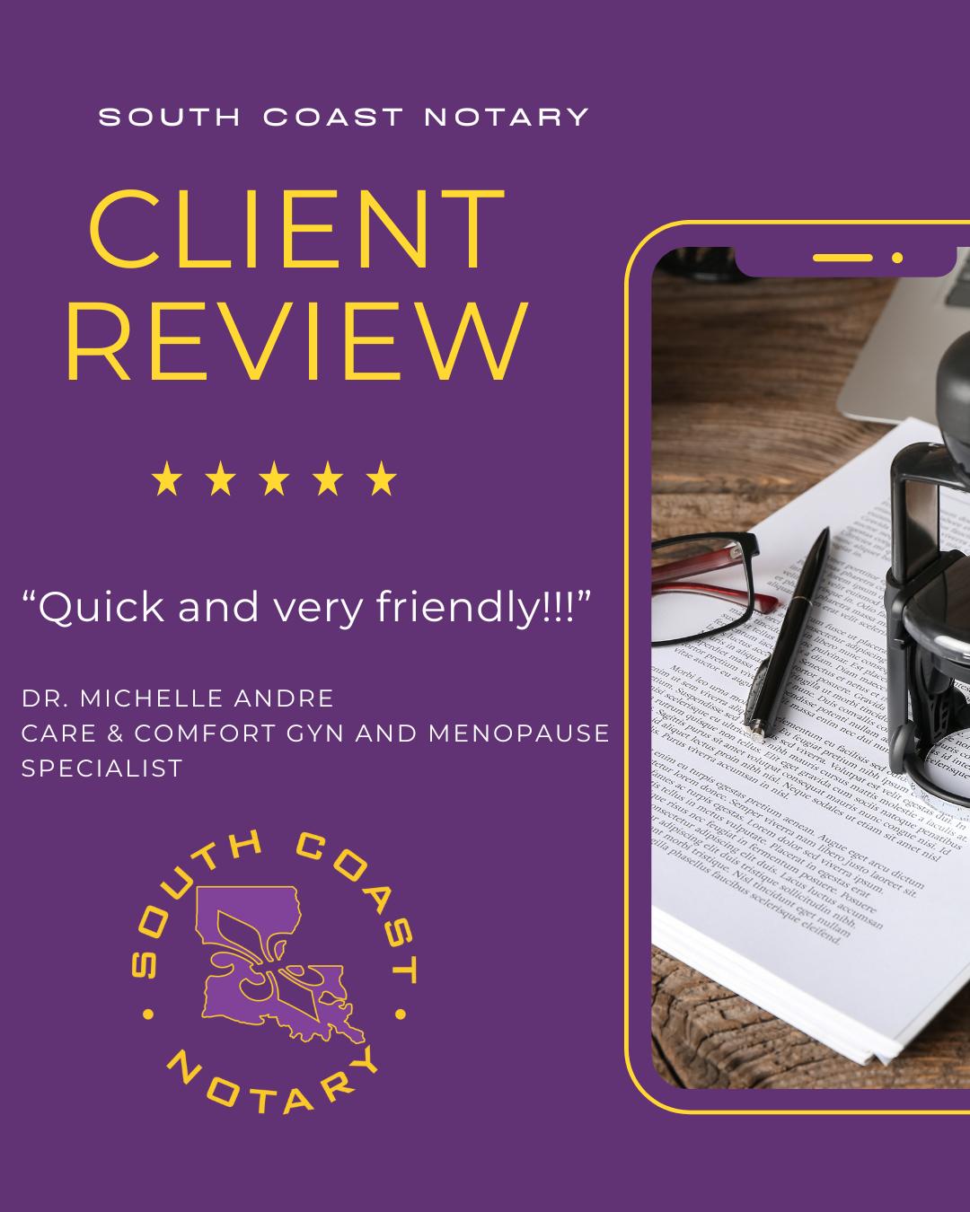 ⭐ Client Review Highlight ⭐ Dr.... - South Coast Notary | Facebook